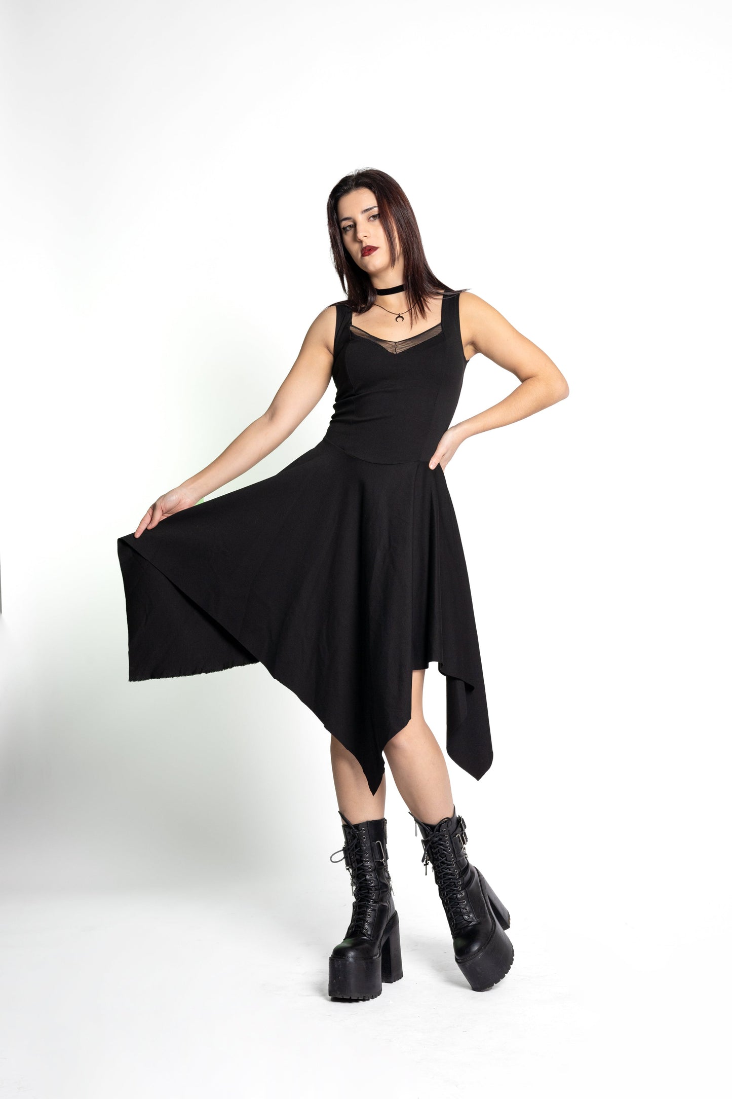 Teal Korsett Midi ärmelloses Feenhexenkleid