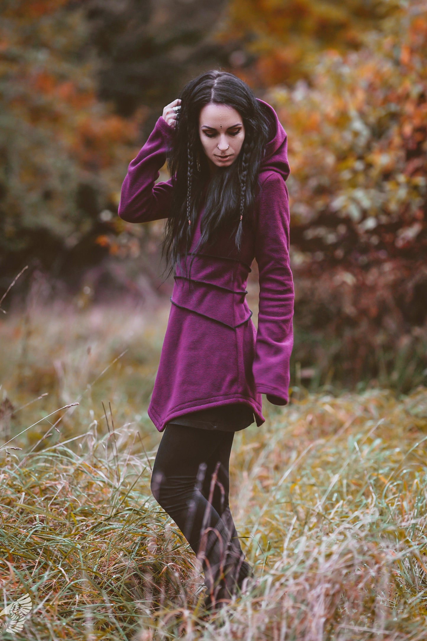 Grüner Elfen-Hoodie-Fleece-Mantel – Pixie-Jacke mit Maxi-Haube