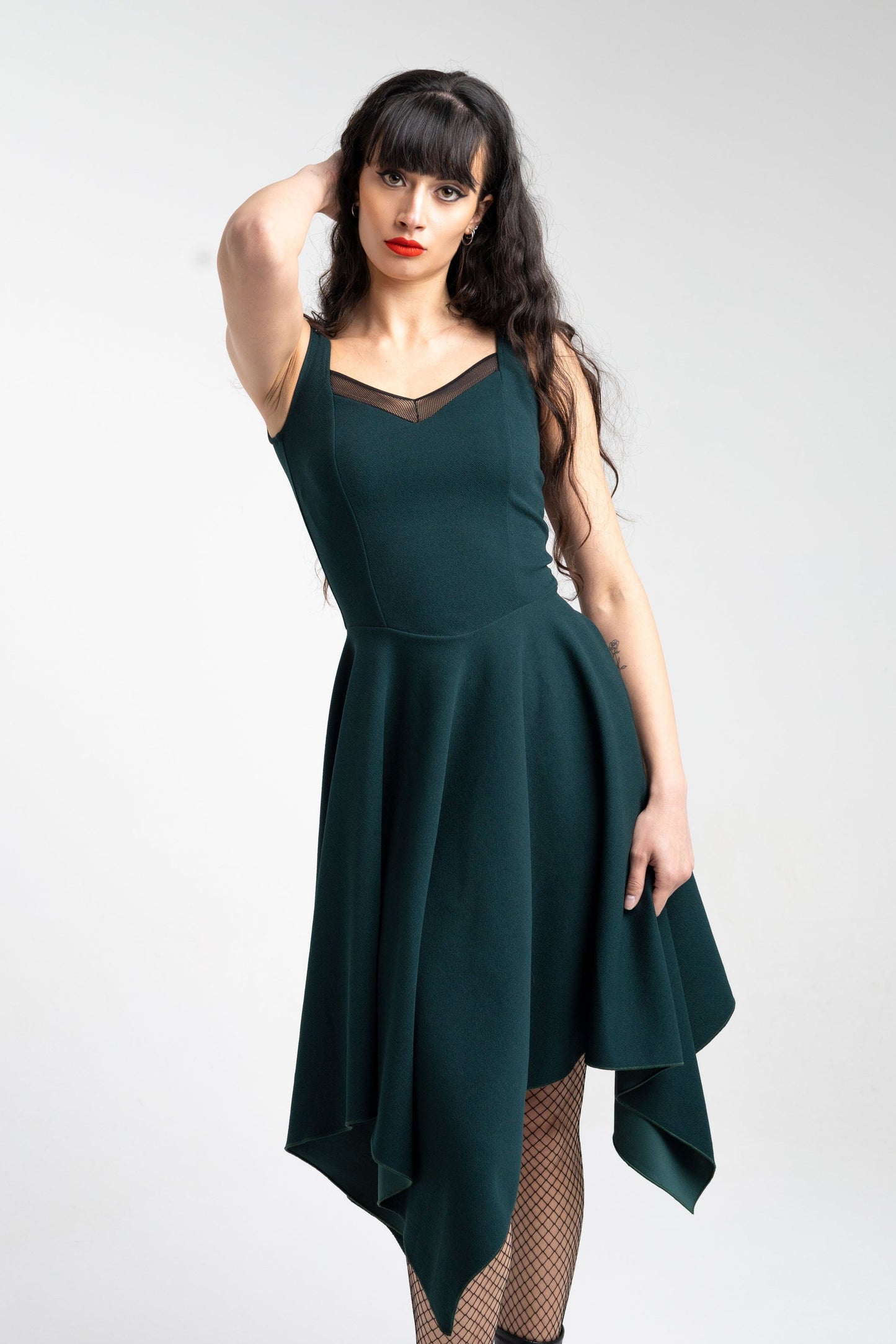 Teal Korsett Midi ärmelloses Feenhexenkleid