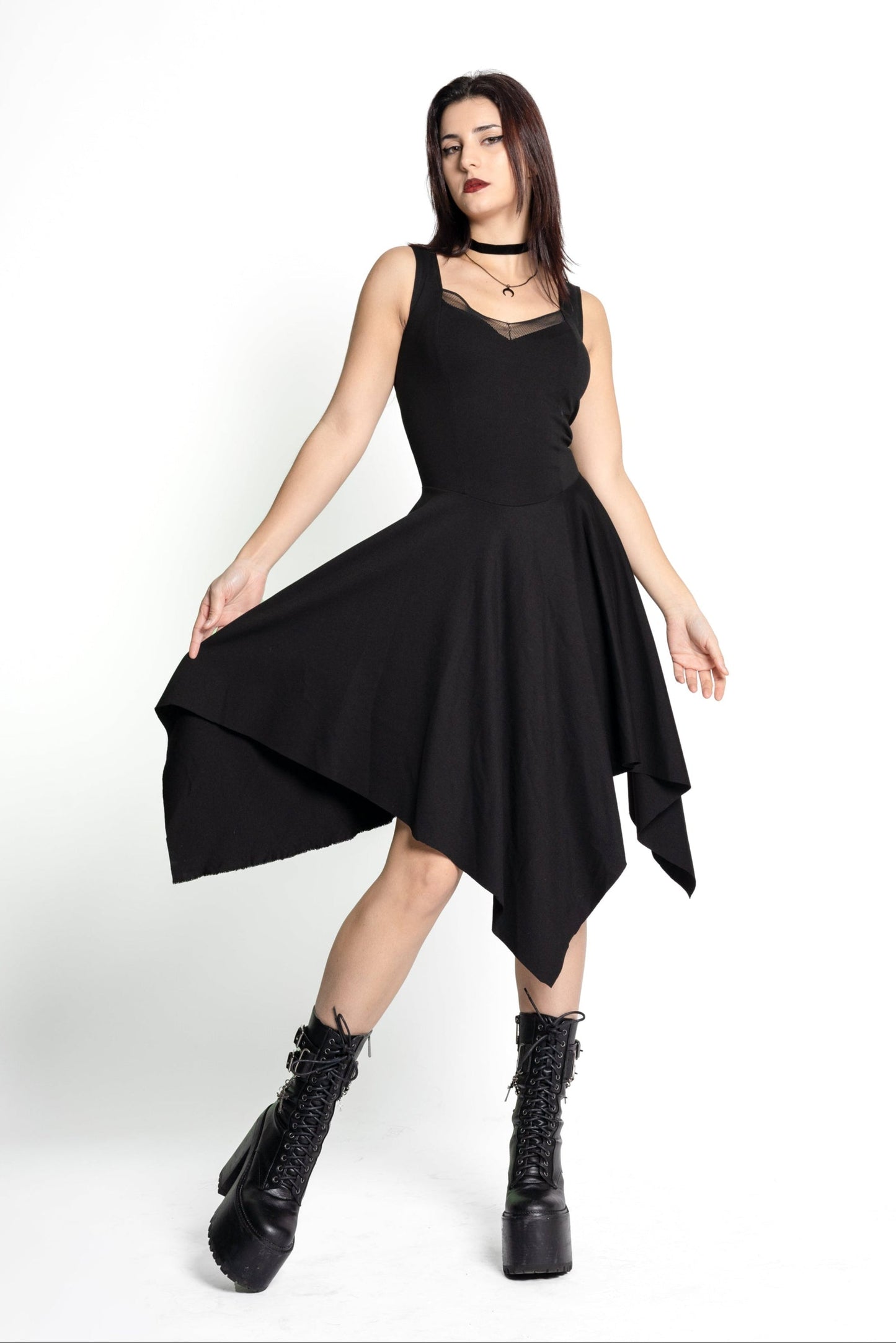 Teal Korsett Midi ärmelloses Feenhexenkleid