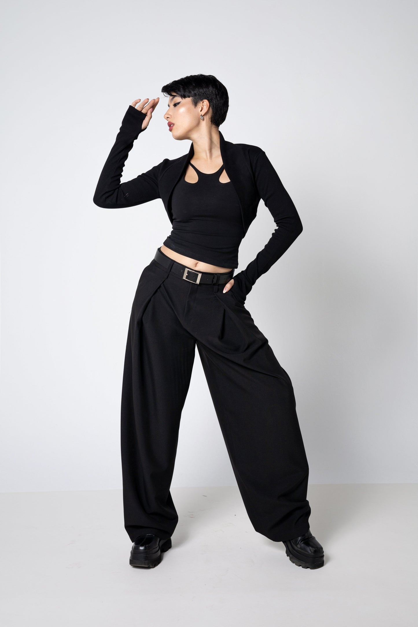 Bio-Baumwolle Rib Shrug – Langärmlige Schicht mit Daumenlöchern - XS bis 2XL