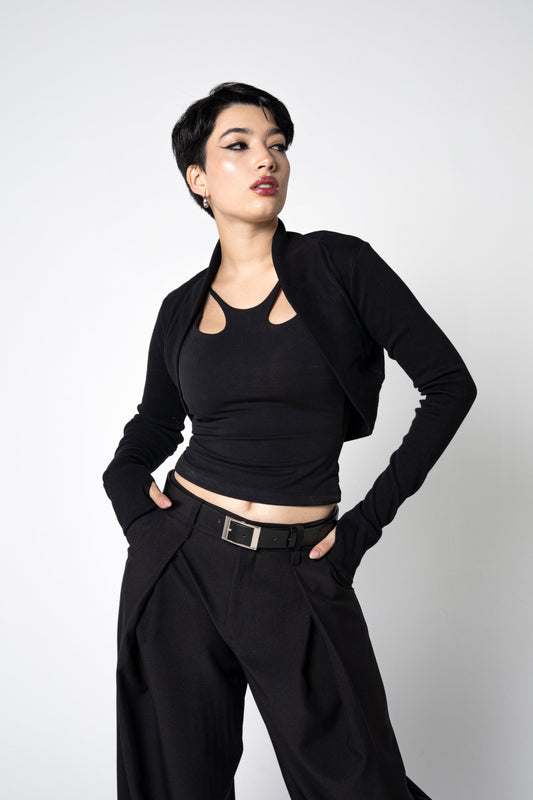Bio-Baumwolle Rib Shrug – Langärmlige Schicht mit Daumenlöchern - XS bis 2XL
