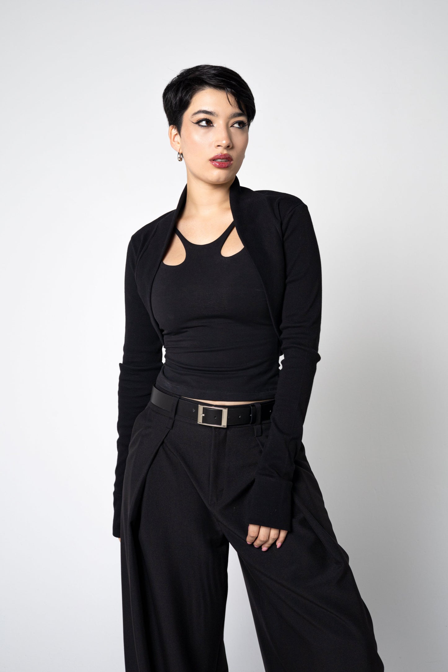 Bio-Baumwolle Rib Shrug – Langärmlige Schicht mit Daumenlöchern - XS bis 2XL