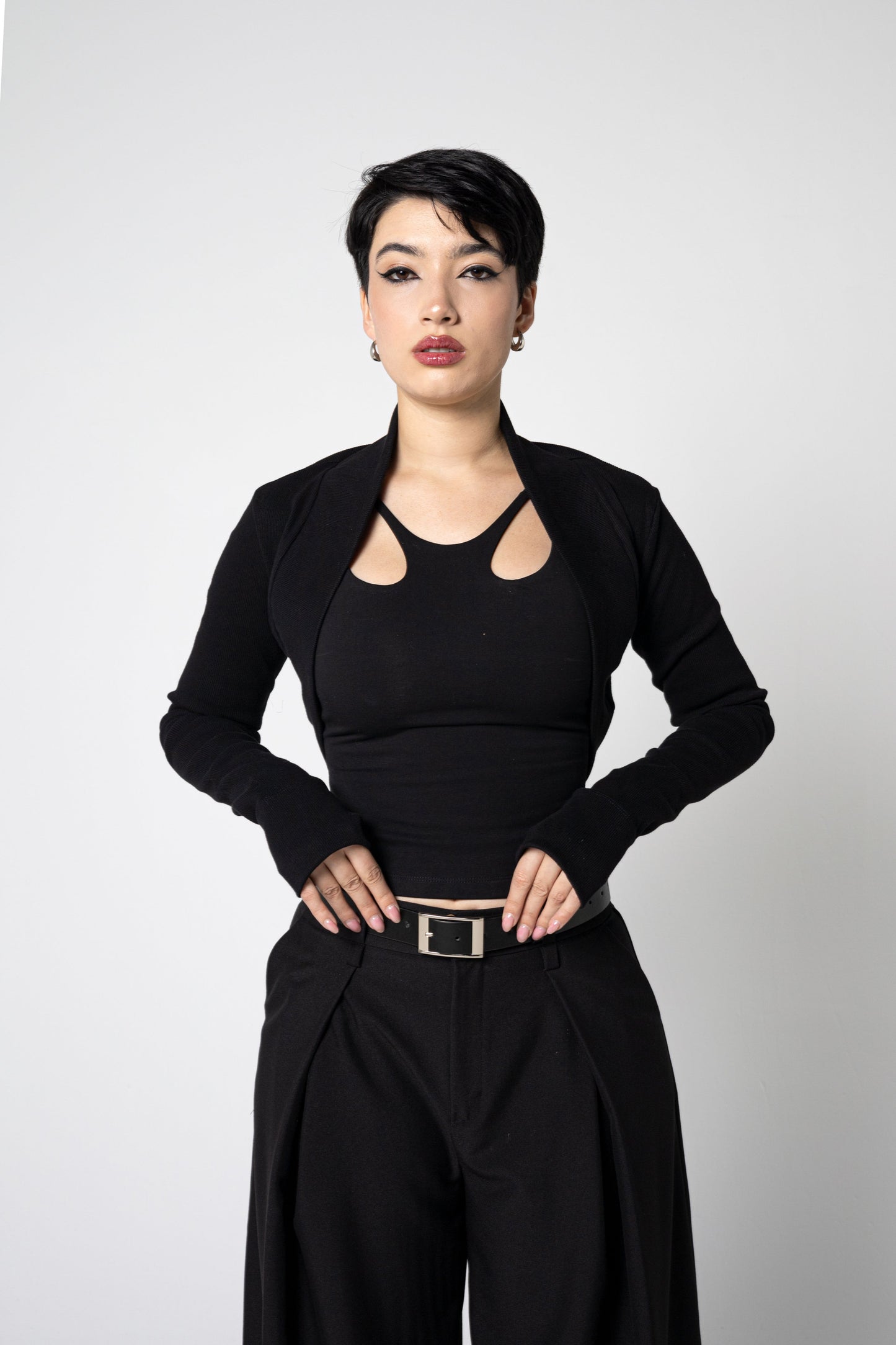 Bio-Baumwolle Rib Shrug – Langärmlige Schicht mit Daumenlöchern - XS bis 2XL