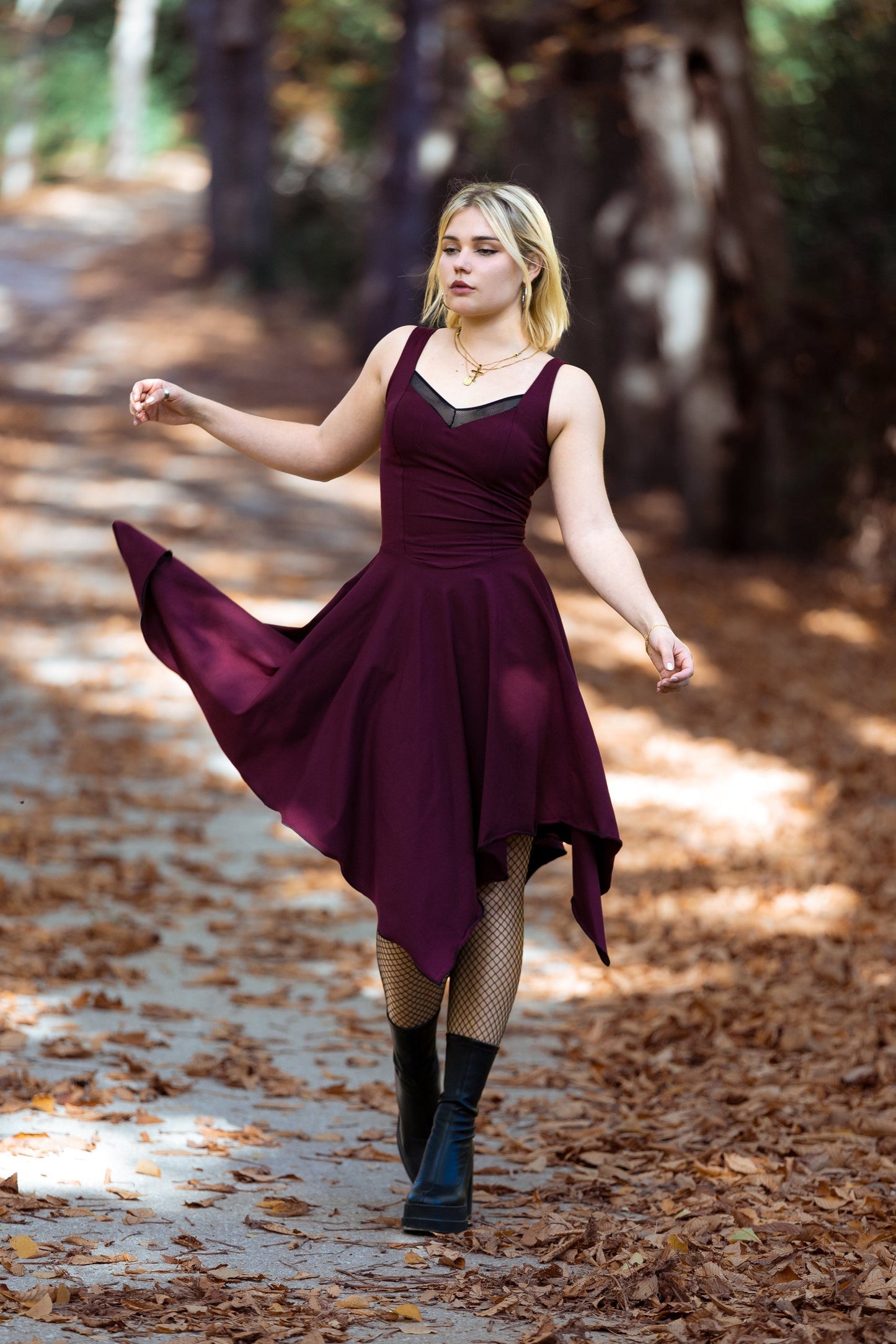 Teal Korsett Midi ärmelloses Feenhexenkleid