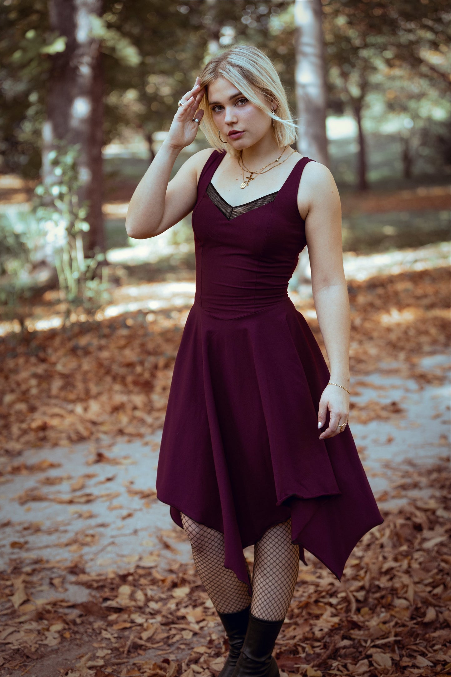 Teal Korsett Midi ärmelloses Feenhexenkleid