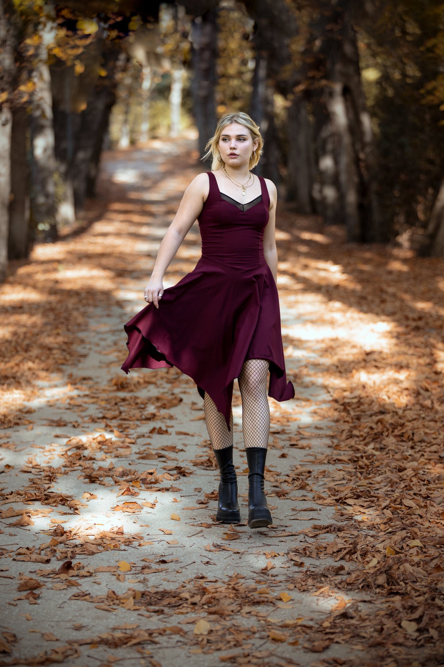 Teal Korsett Midi ärmelloses Feenhexenkleid